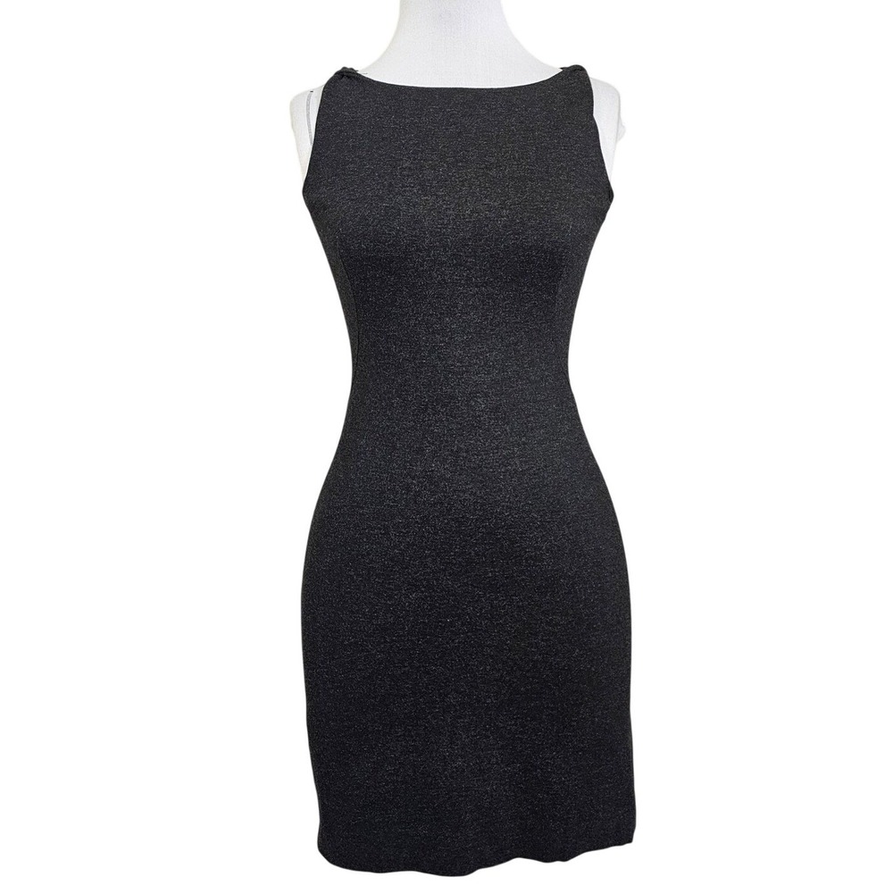 MM Lafleur Black Knit Mini Sheath Dress Size 8 Minimalist Stretch Workwear
